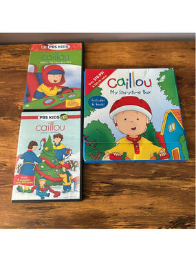Caillou My Storytime Box 6 Books + 2 DVDs Everyday Hero Holidays PBS Kids